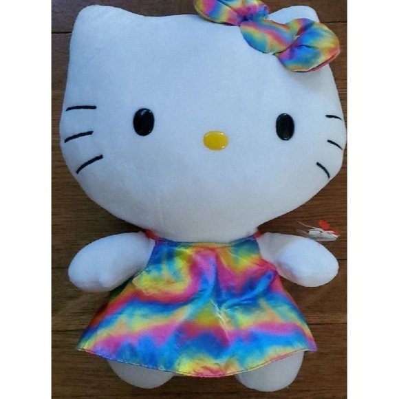 TY 11‎ INCH HELLO KITTY RAINBOW DRESS BEANIE BUD - Picture 1 of 1